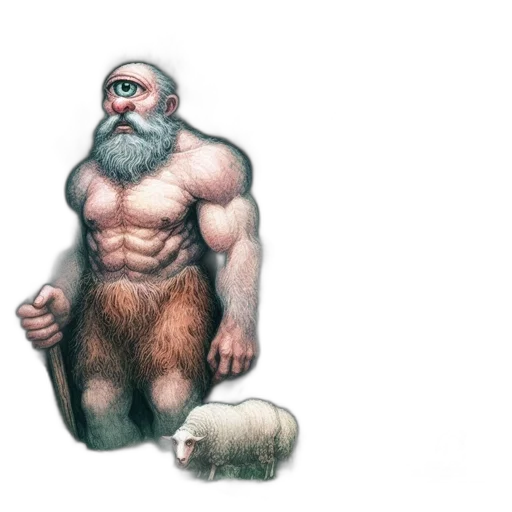 animal, creature, concept art, fantasy art, 3d render, photorealistic, imposing, beard transparent PNG cut-out