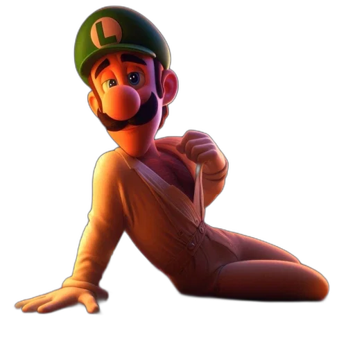 hat, creature, animal, face, concept art, 3d render, pixel art, luigi transparent PNG cut-out