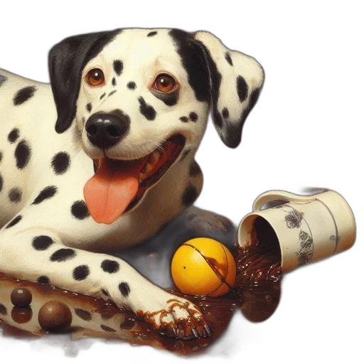 animal, food, photorealistic, 3d render, oil painting, watercolor, dalmatian, dog transparent PNG cut-out