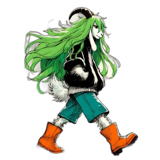 hair, jacket, creature, mask, concept art, comic book art, cartoon, anime transparent PNG cut-out