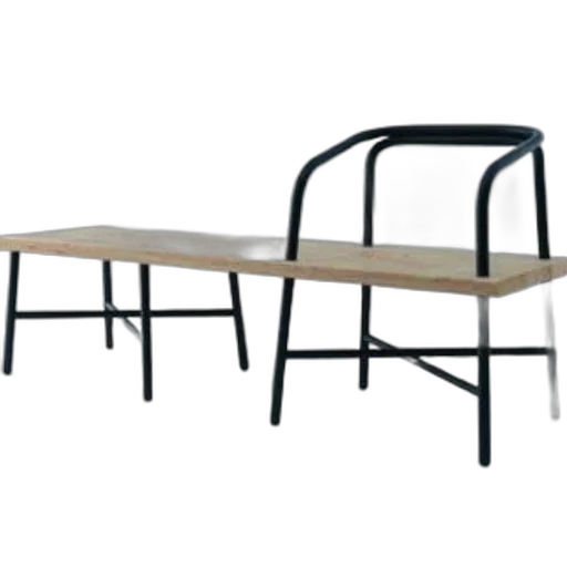 furniture, 3d render, modern, minimalist, bench, wooden, seat, black transparent PNG cut-out