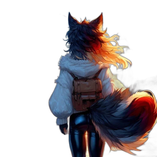 jacket, staff, mask, animal, concept art, watercolor, fantasy art, cyberpunk transparent PNG cut-out