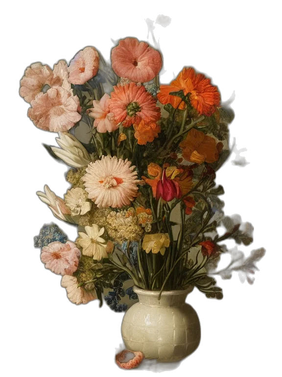 flower, crown, photorealistic, oil painting transparent PNG cut-out