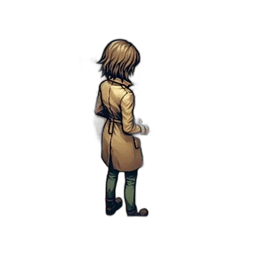jacket, staff, dress, weapon, pixel art, concept art, comic book art, watercolor transparent PNG cut-out