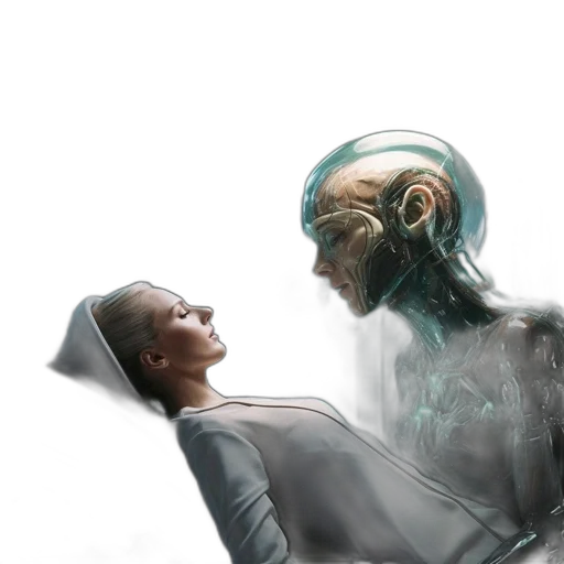 robot, creature, mask, face, concept art, comic book art, fantasy art, cyberpunk transparent PNG cut-out