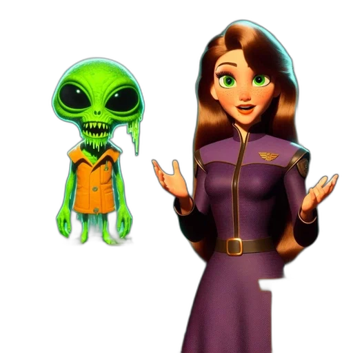 staff, concept art, 3d render, cartoon, fantasy art, outer space, green, alien transparent PNG cut-out