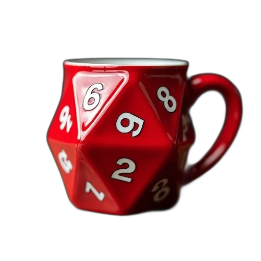 weapon, 3d render, concept art, fantasy art, photorealistic, red, d20, numbers transparent PNG cut-out