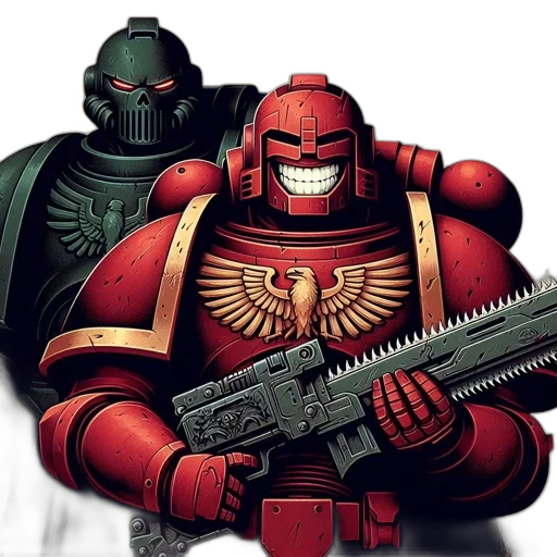 robot, weapon, concept art, comic book art, pixel art, red, two, armored transparent PNG cut-out