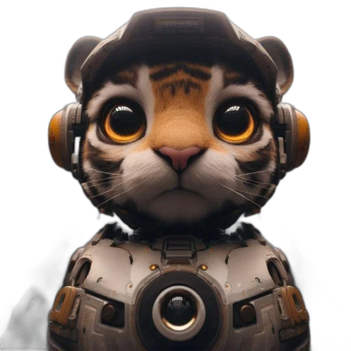 robot, staff, animal, mask, concept art, 3d render, fantasy art, cartoon transparent PNG cut-out