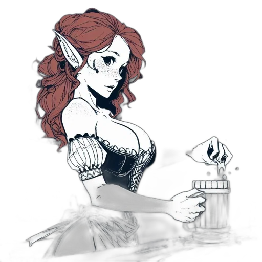 dress, crown, concept art, fantasy art, pixel art, comic book art, monochrome, dark transparent PNG cut-out
