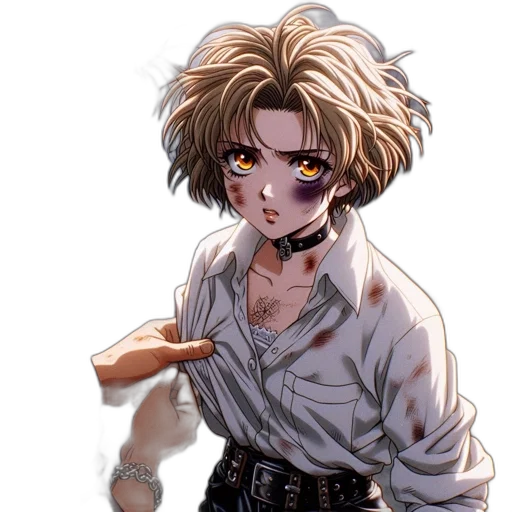 staff, hair, anime, pixel art, cartoon, concept art, dark, two transparent PNG cut-out