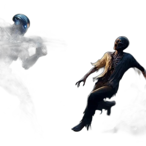 concept art, fantasy art, 3d render, comic book art, fog, outer space, blue, dark transparent PNG cut-out