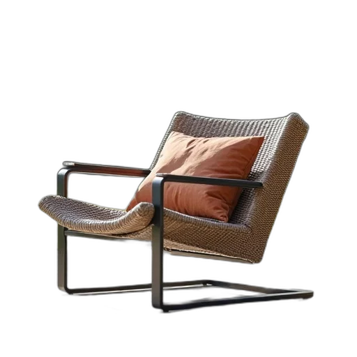 furniture, 3d render, photorealistic, sling, chair, outdoor, wicker, aluminium transparent PNG cut-out