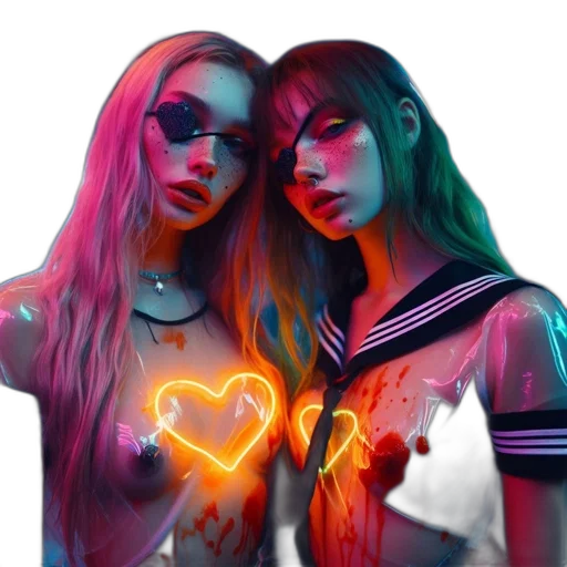 jacket, dress, cyberpunk, vaporwave, concept art, anime, neon lights, fire transparent PNG cut-out