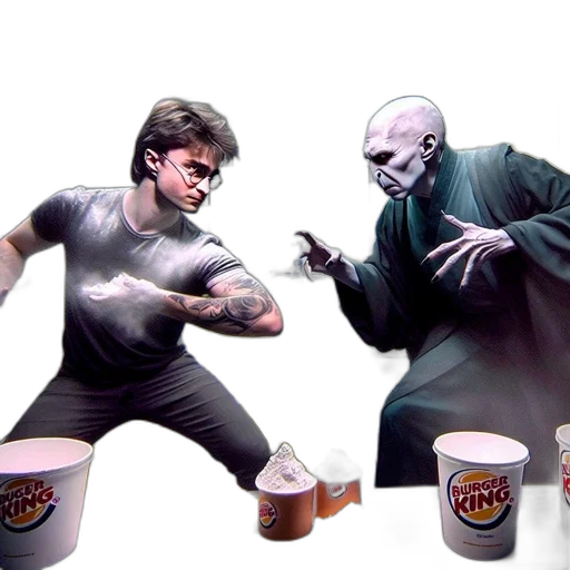 food, concept art, comic book art, fantasy art, photorealistic, fire, comical, twist transparent PNG cut-out