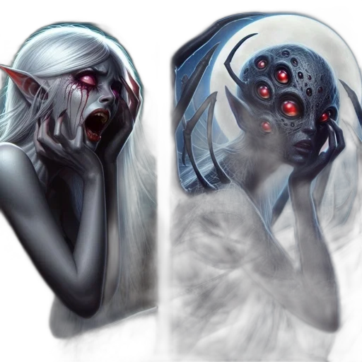mask, face, creature, concept art, fantasy art, comic book art, photorealistic, two transparent PNG cut-out