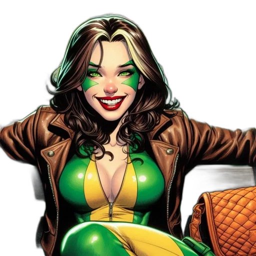comic book art, concept art, green, image, displays, woman, yellow, costume transparent PNG cut-out