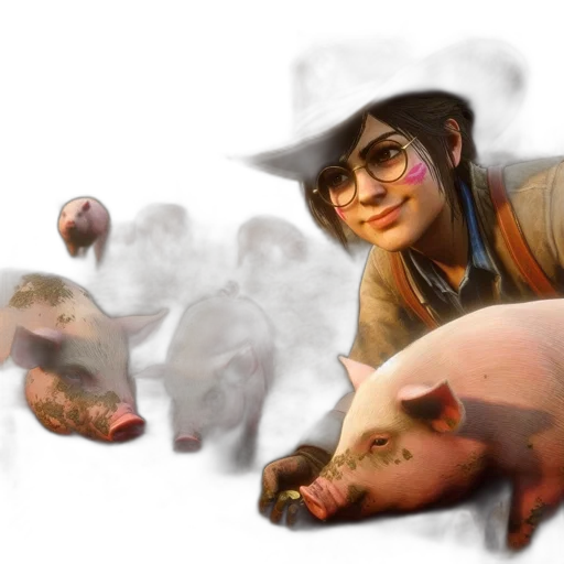 concept art, photorealistic, 3d render, fantasy art, character, wearing, cowboy, hat transparent PNG cut-out