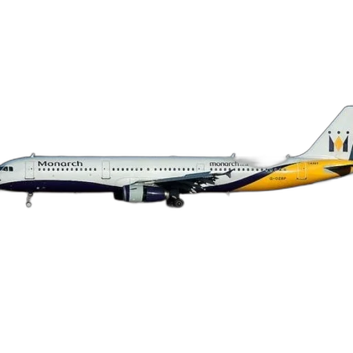 monarch, airlines, plane, runway, blue, ocean, background transparent PNG cut-out