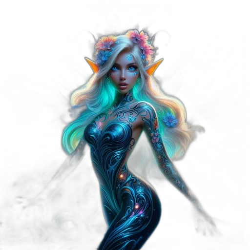 dress, fantasy art, concept art, comic book art, pixel art, outer space, underwater, blue transparent PNG cut-out