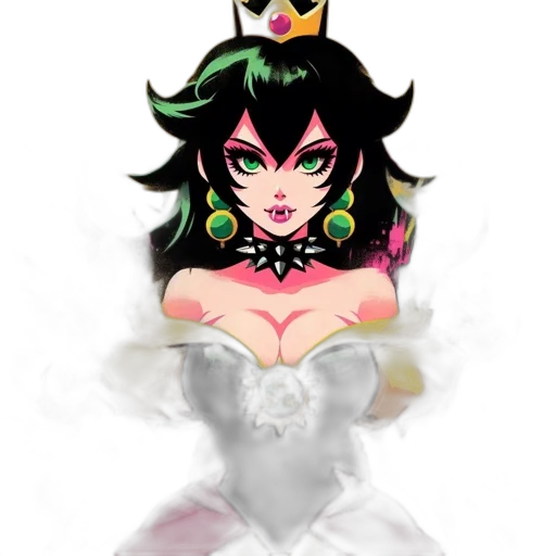 crown, jewelry, dress, fantasy art, concept art, pixel art, anime, green transparent PNG cut-out