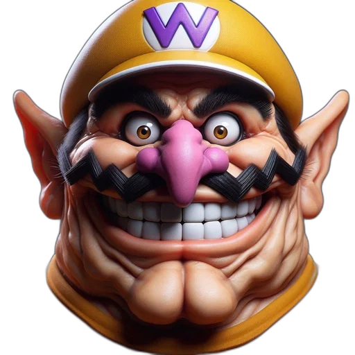 mask, face, crown, weapon, 3d render, concept art, photorealistic, mario transparent PNG cut-out