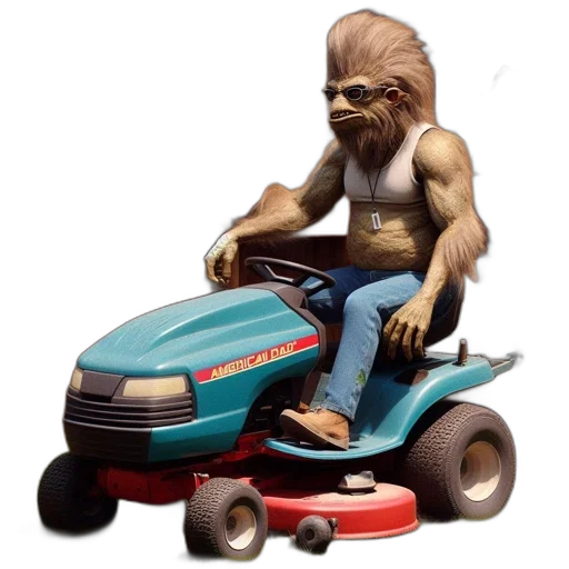 car, animal, creature, concept art, 3d render, anthropomorphic, werewolf, sits transparent PNG cut-out