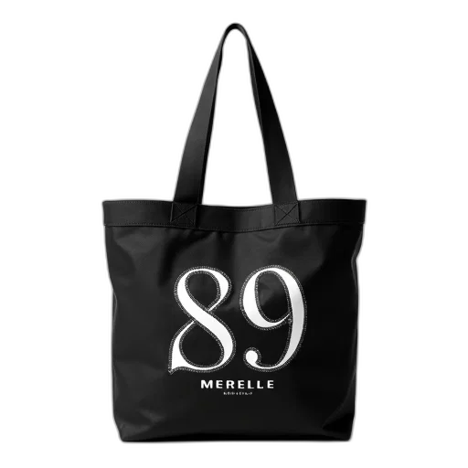 black, tote, bag, checkered, pattern, white, logo, reads transparent PNG cut-out