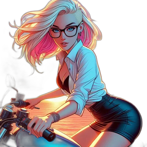 jacket, comic book art, cartoon, cyberpunk, fantasy art, neon lights, fire, neon transparent PNG cut-out