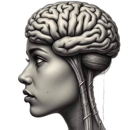 crown, face, robot, hair, photorealistic, concept art, pencil sketch, 3d render transparent PNG cut-out