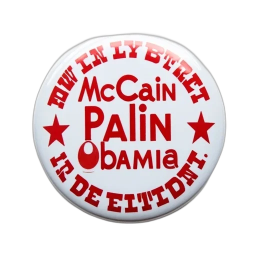 white, button, red, border, text, mccain, palin, obama transparent PNG cut-out