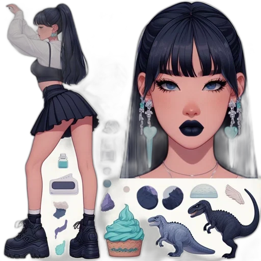 creature, concept art, fantasy art, anime, vaporwave, neon lights, pastel, monochrome transparent PNG cut-out