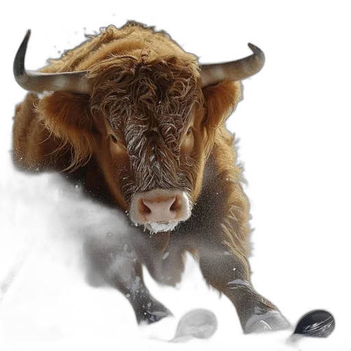 animal, photorealistic, snow, humorous, image, furry, snow-covered, bull transparent PNG cut-out