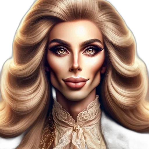 hair, face, crown, photorealistic, cartoon, fantasy art, concept art, close-up transparent PNG cut-out