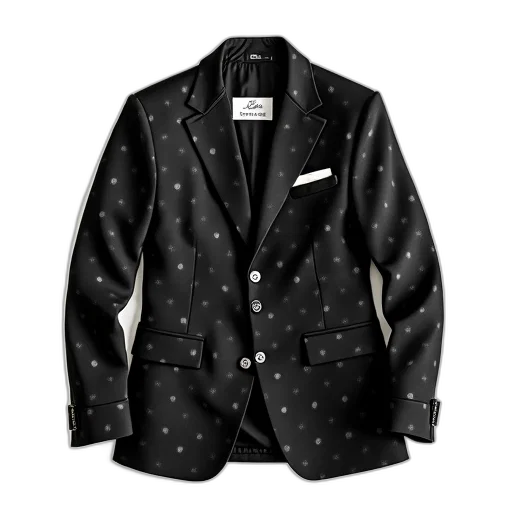 jacket, dress, monochrome, dark, black, blazer, white, polka transparent PNG cut-out