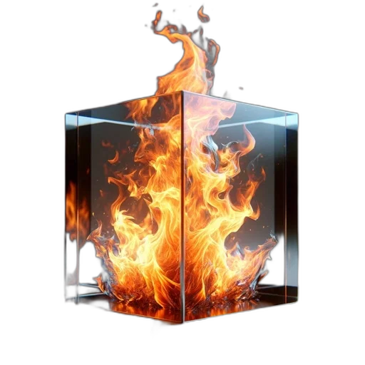 furniture, jacket, 3d render, concept art, fire, intense, burns, within transparent PNG cut-out