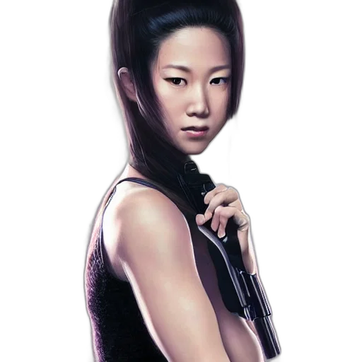 weapon, staff, hair, photorealistic transparent PNG cut-out