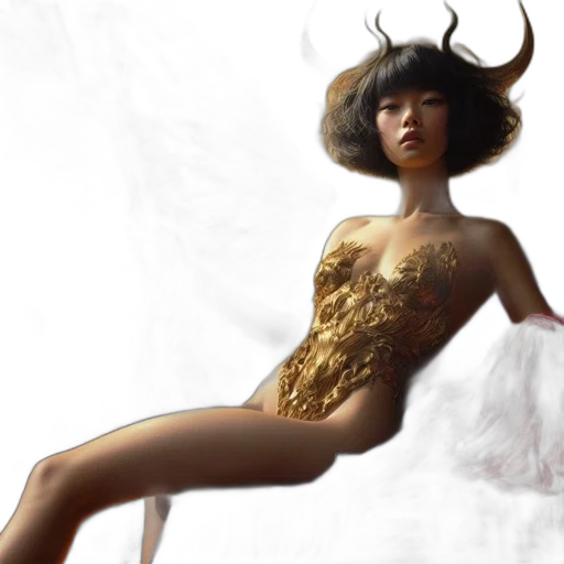 dress, concept art, fantasy art, photorealistic, 3d render, golden, unique, female transparent PNG cut-out