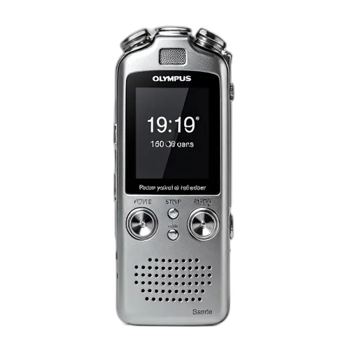 robot, silver, olympus, digital, voice, recorder, black, screen transparent PNG cut-out