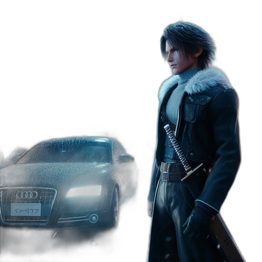 car, jacket, sword, weapon, concept art, cyberpunk, photorealistic, fantasy art transparent PNG cut-out