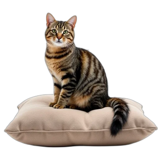 furniture, animal, photorealistic, plush, cat, pillow, realistic, image transparent PNG cut-out