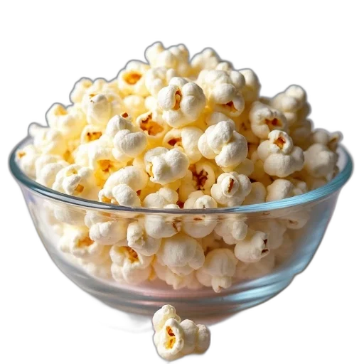 food, crown, 3d render, bowl, filled, popcorn, placed, white transparent PNG cut-out