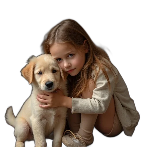 animal, creature, photorealistic, oil painting, 3d render, pixel art, girl, dog transparent PNG cut-out