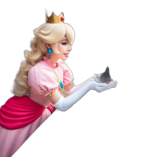 crown, staff, dress, shoes, 3d render, concept art, woman, pink transparent PNG cut-out