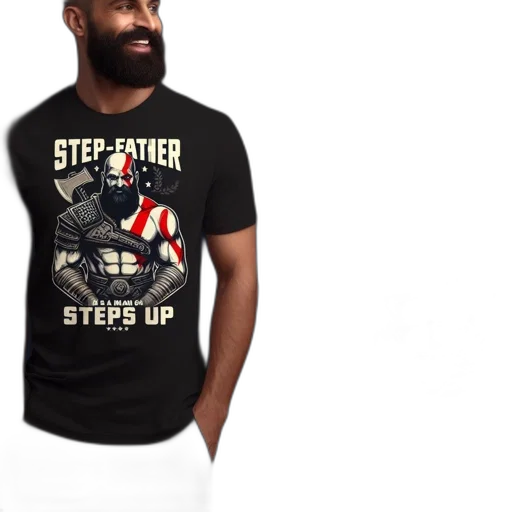 outer space, design, black, t-shirt, featuring, warrior, red, facial transparent PNG cut-out