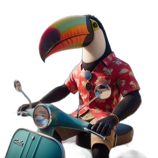 animal, jacket, robot, car, 3d render, concept art, photorealistic, cartoon transparent PNG cut-out