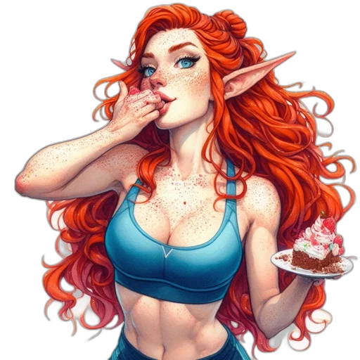 jewelry, face, fantasy art, comic book art, concept art, pixel art, red, pastel transparent PNG cut-out