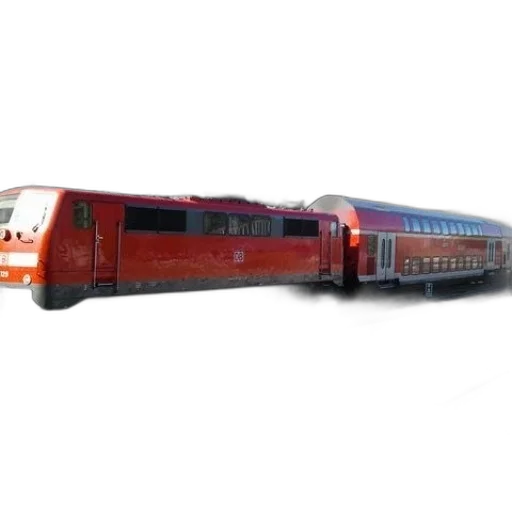 3d render, photorealistic, concept art, red, train, tracks, trees, background transparent PNG cut-out