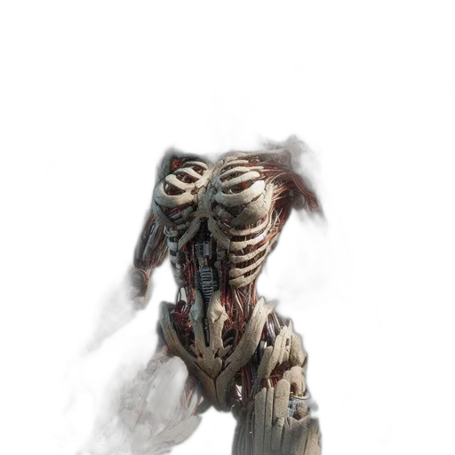 creature, face, robot, staff, concept art, fantasy art, 3d render, photorealistic transparent PNG cut-out