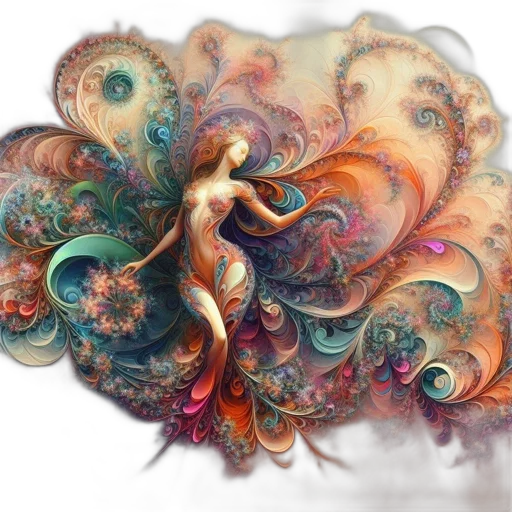 hair, dress, flower, creature, fantasy art, watercolor, concept art, photorealistic transparent PNG cut-out